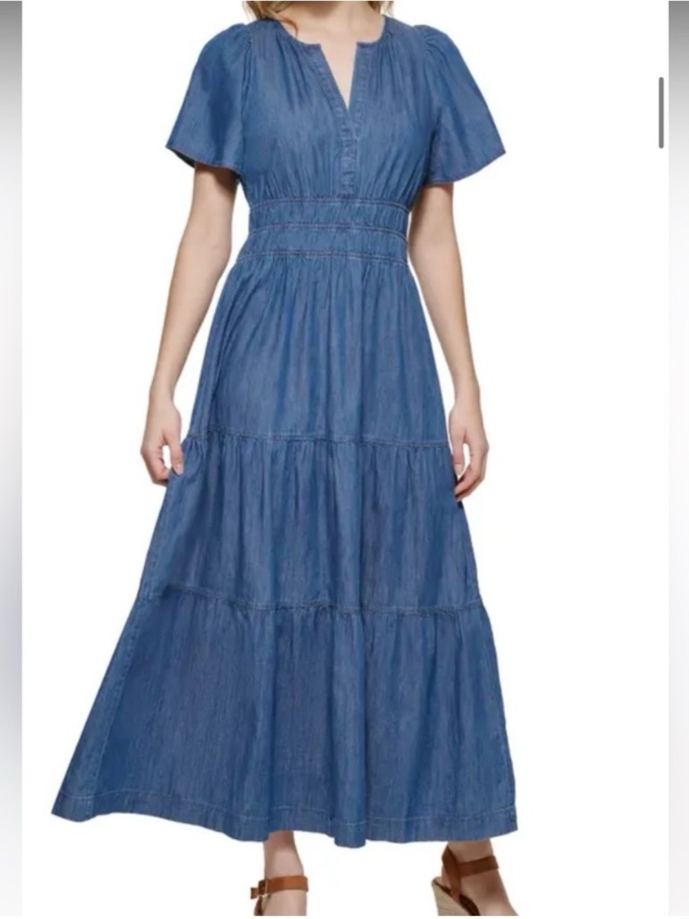NWT Tommy Hilfiger tiered denim maxi dress, size 10